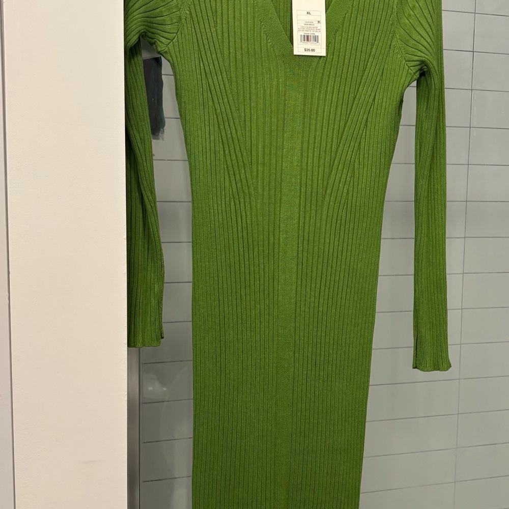 Target Green Ribbed Long Sleeve Knit Dress
